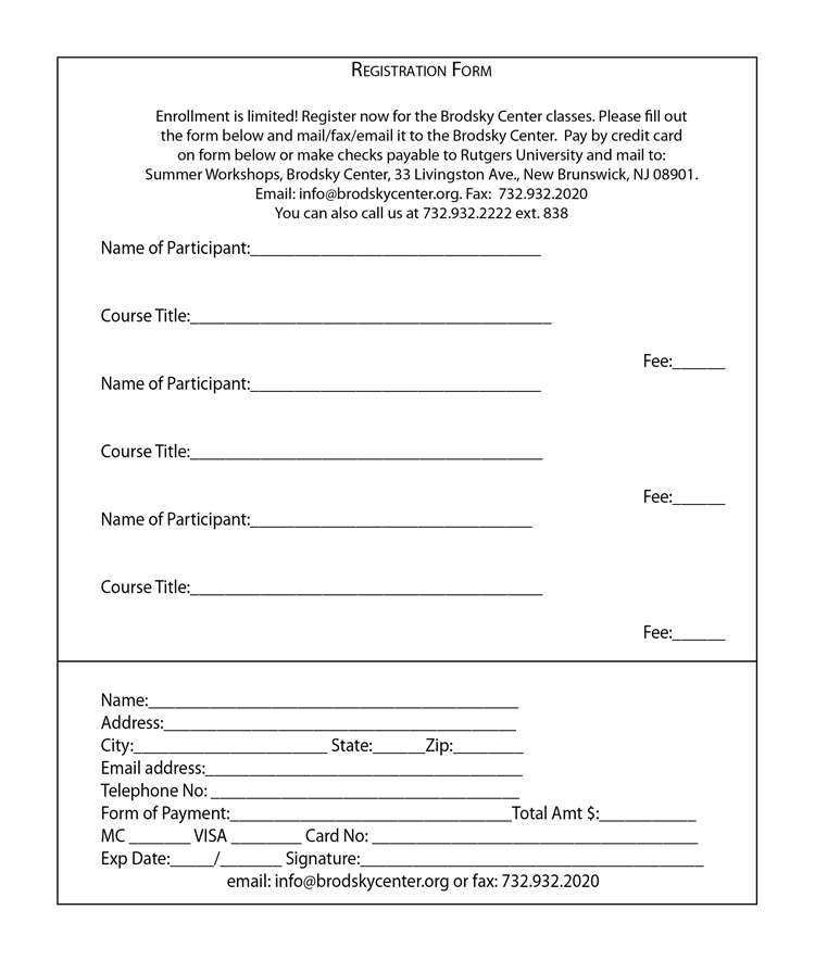 Summer Workshop Registration
