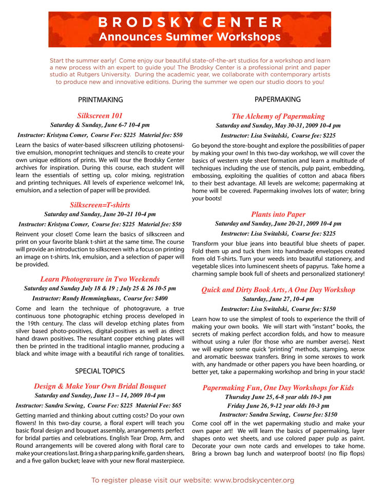 Summer Workshops